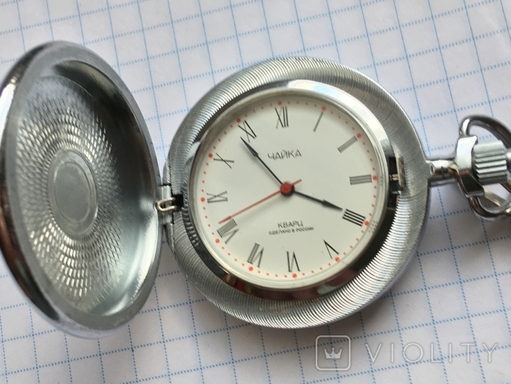 Часы Чайка карманные кварц с шатленом состояние новых, фото №5