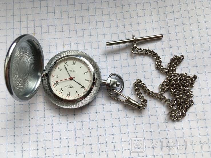 Часы Чайка карманные кварц с шатленом состояние новых, фото №10
