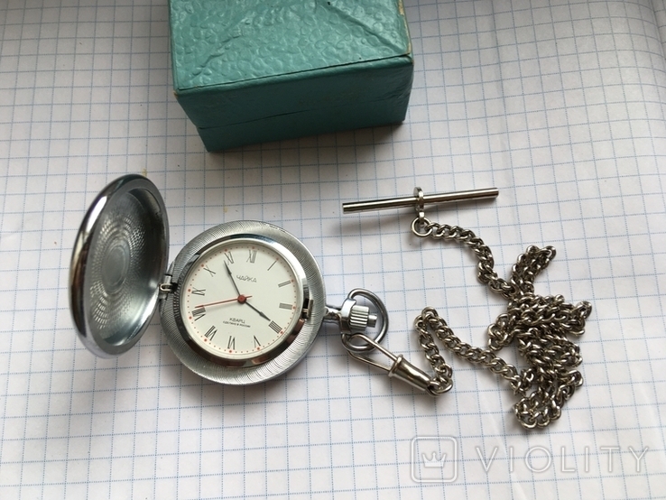 Часы Чайка карманные кварц с шатленом состояние новых, фото №11