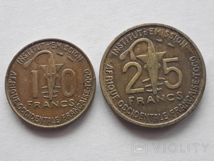 Французское Того: 10, 25 франков 1957 года, фото №5