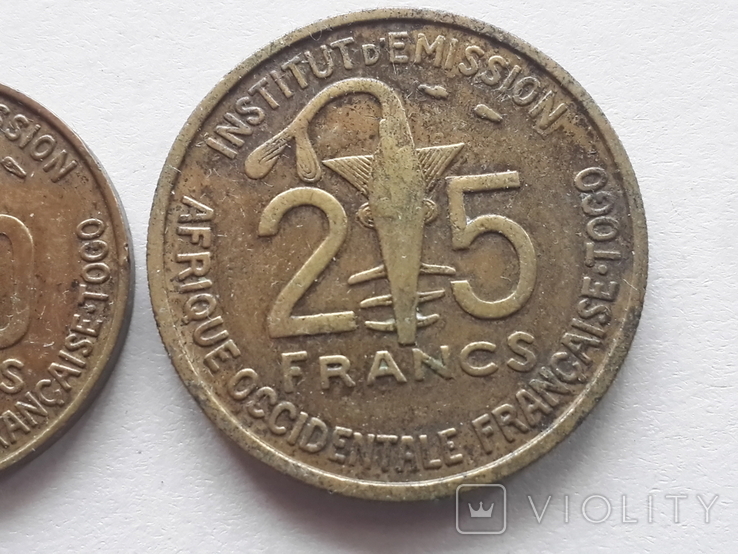 Французское Того: 10, 25 франков 1957 года, фото №7