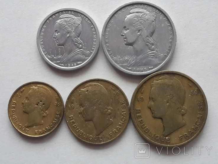Французская Западная Африка: 1, 2, 5, 10, 25 франков, фото №2