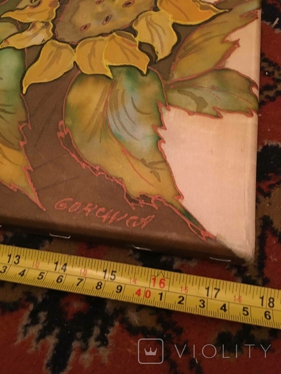 Painting on batik. Sunflowers. artist Kuznetsova I.M., photo number 6