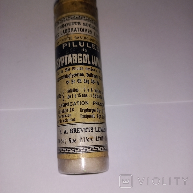 Люмьер (Франция) 1930-е Полная запечатанная упаковка пилюль Криптаргол 10 шт. Антисептик, фото №5