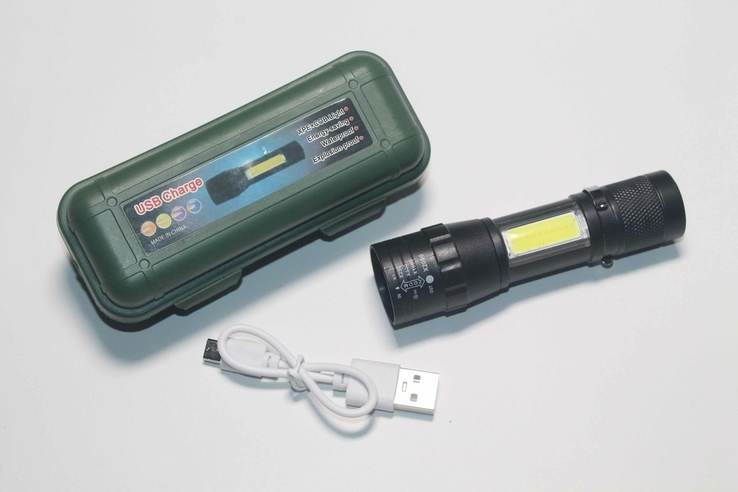 Акумуляторний ліхтарик в кейсі USB (1506), фото №2