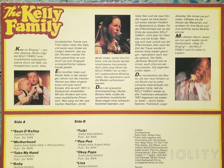 Автограф The Kelly Family / Keep On Singing // 1989 // Vinyl / LP / Album / Stereo, photo number 12
