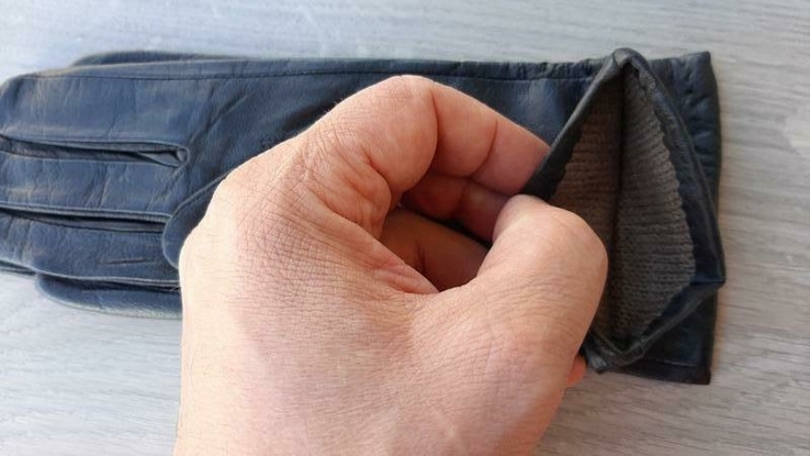 Женские черные демисезонные кожаные перчатки Romania, фото №7