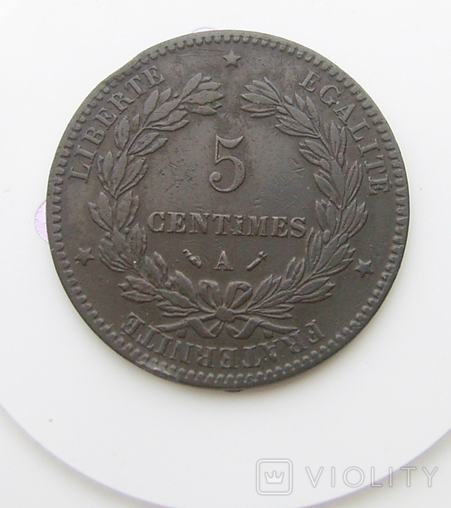 5 Centimes 1882 года Франция, фото №2