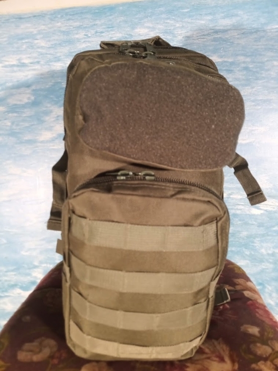 Рюкзак тактический военный 25 литров прочная ткань и фурнитура цвета хаки, фото №5