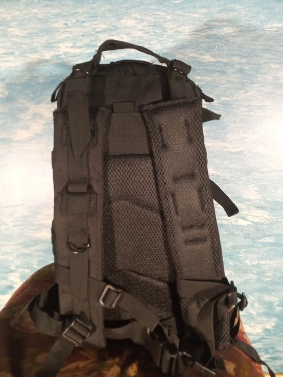 Рюкзак тактический военный 25 литров прочная ткань и фурнитура цвет черный, photo number 7