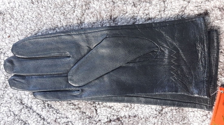 Женские черные демисезонные кожаные перчатки, photo number 3