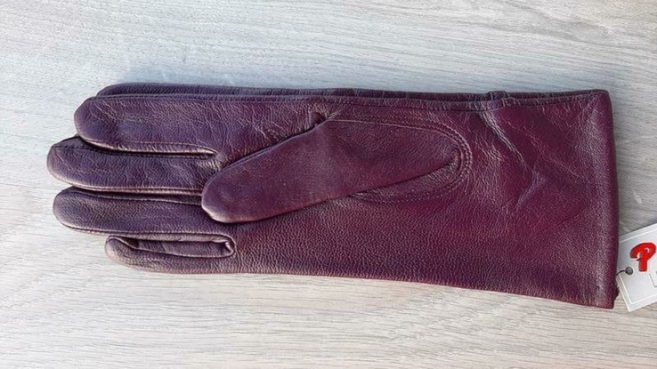 Женские демисезонные кожаные перчатки (фиолетовые), фото №3
