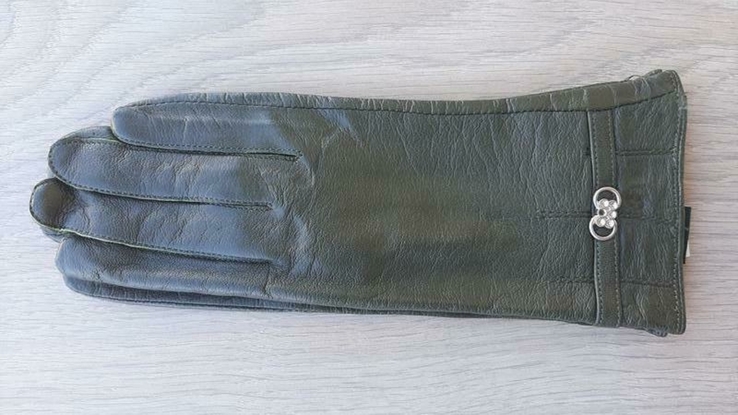 Женские демисезонные кожаные перчатки Paizong (зеленые), фото №2