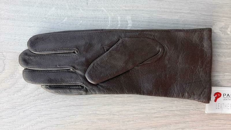 Женские демисезонные кожаные перчатки Paizong (темно-коричневые), фото №3
