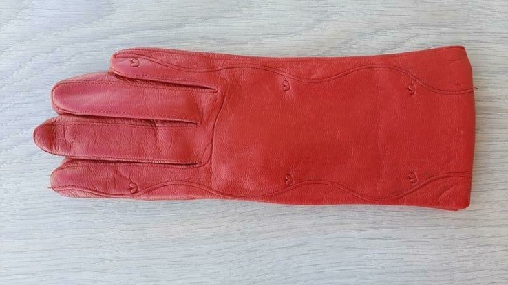 Женские демисезонные кожаные перчатки Sanli (красные), фото №2