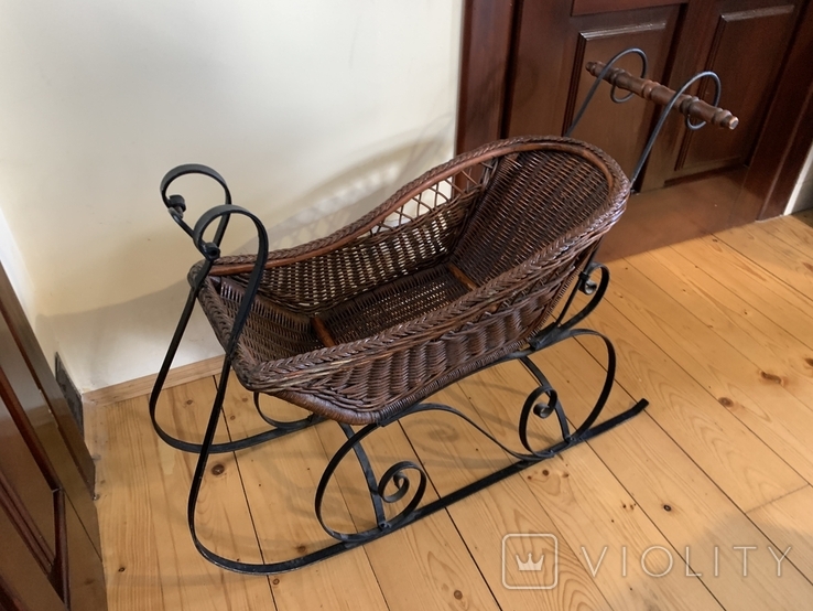 Large antique sleigh - horse cradle Christmas home interior decoration Germany, photo number 3