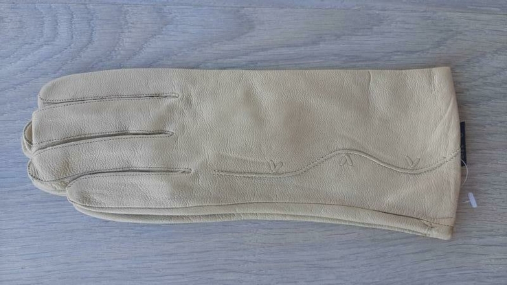 Женские демисезонные кожаные перчатки Vicini (кофе с молоком), фото №2