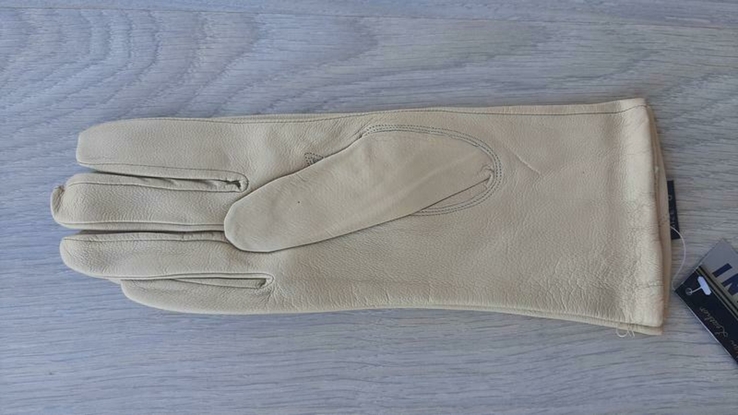 Женские демисезонные кожаные перчатки Vicini (кофе с молоком), фото №3