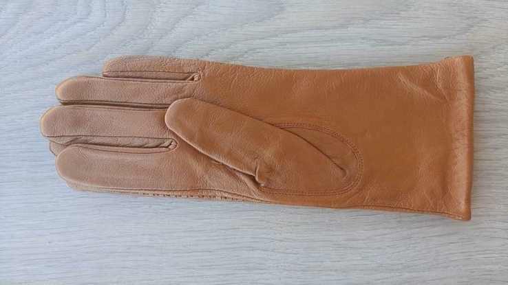 Жіночі демісезонні шкіряні рукавички Vicini (коричневі), numer zdjęcia 3