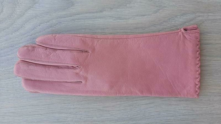 Женские демисезонные кожаные перчатки Vicini (розовые), фото №2