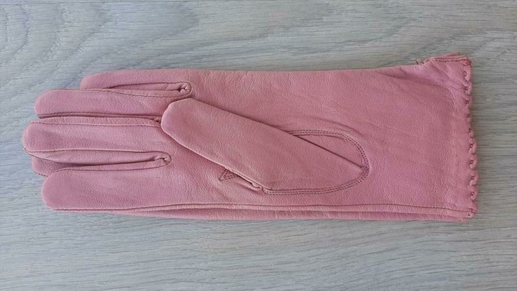 Женские демисезонные кожаные перчатки Vicini (розовые), фото №3