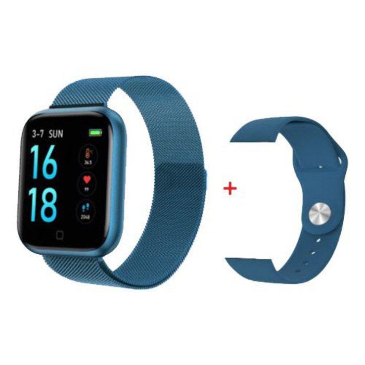 Smart Watch T80S, два браслета, температура тела, давление, оксиметр. Цвет: синий, фото №7