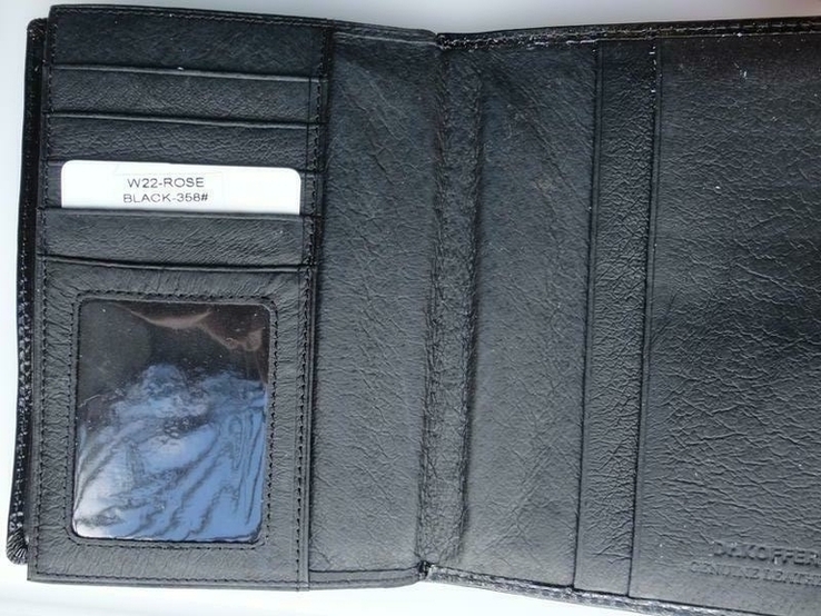 Кожаная двойная обложка на паспорт dr.koffer (лакированная, черная), photo number 4