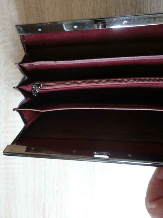 Женский большой кожаный кошелек Dr.Koffer (лакированная кожа, бордовый), фото №4