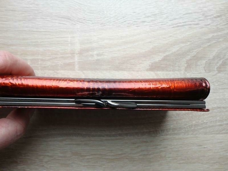 Большой женский кожаный кошелек dr.koffer (лакированный, оранжево-черный), фото №6