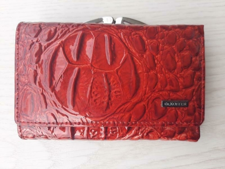Женский кожаный кошелек dr.koffer с декоративным покрытием (красный), фото №2