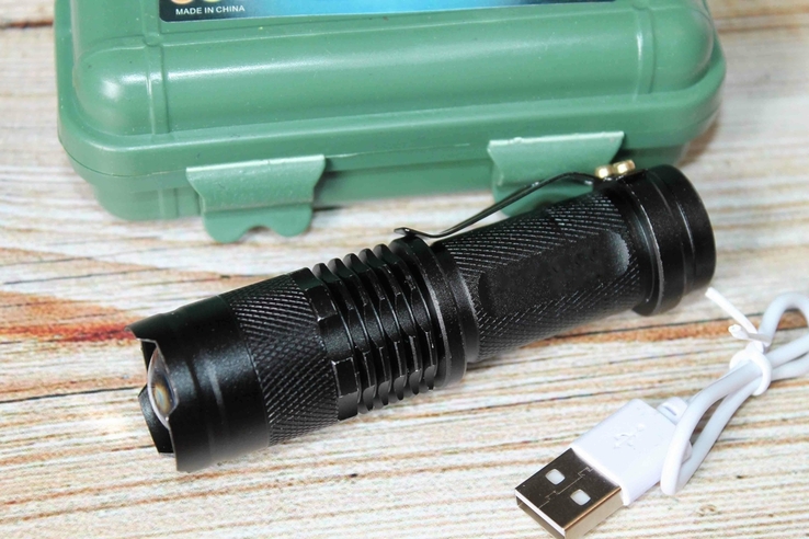 Тактичний Акумуляторний ліхтарик в кейсі USB (1324), фото №5