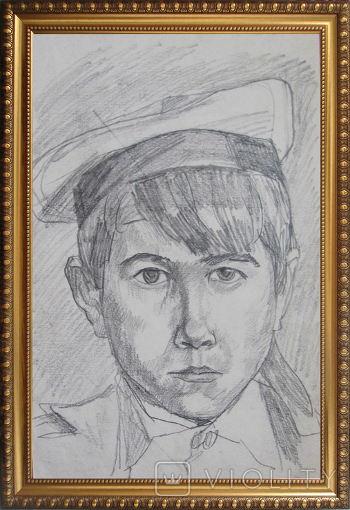 Соцреализм. Портрет морячка, карандаш. Рисунок с натуры, 1970-е, фото №2
