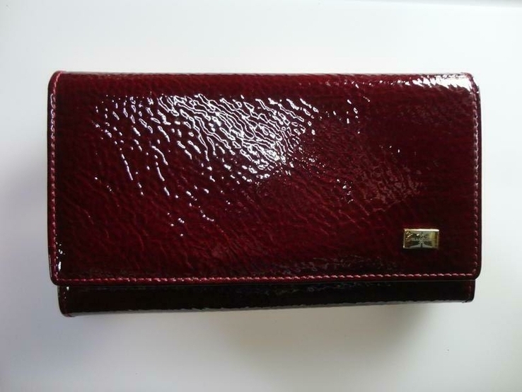 Женский кожаный кошелек HASSION (лакированная кожа, бордовый), фото №2