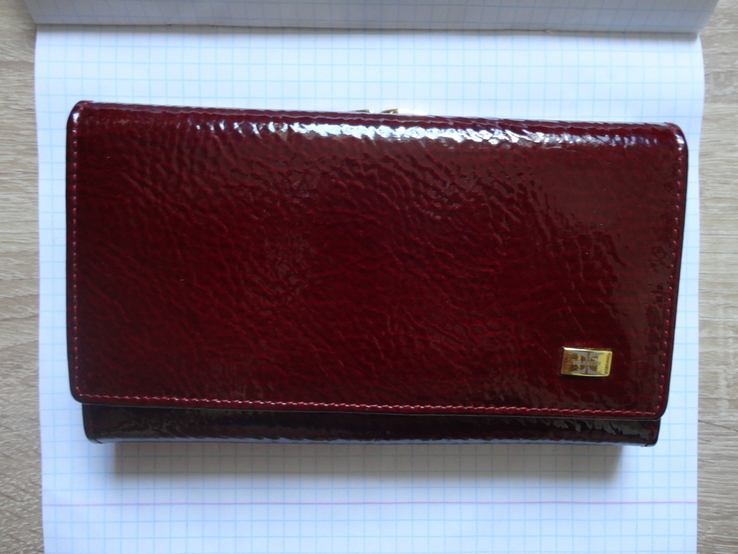 Женский кожаный кошелек HASSION (лакированная кожа, бордовый), фото №7