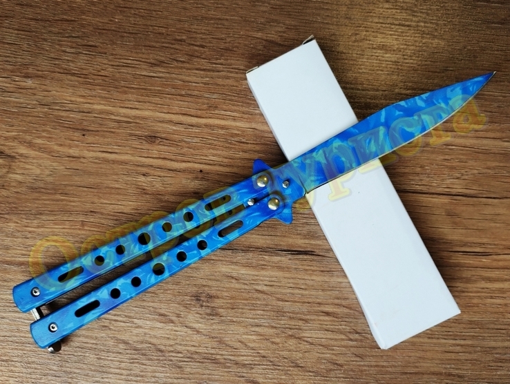 Нож бабочка складной нож балисонг Blue Camo, фото №3