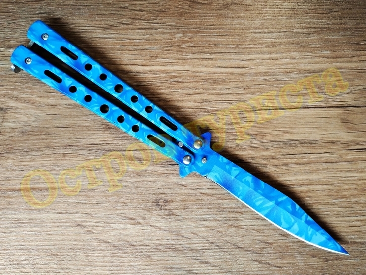 Нож бабочка складной нож балисонг Blue Camo, фото №4