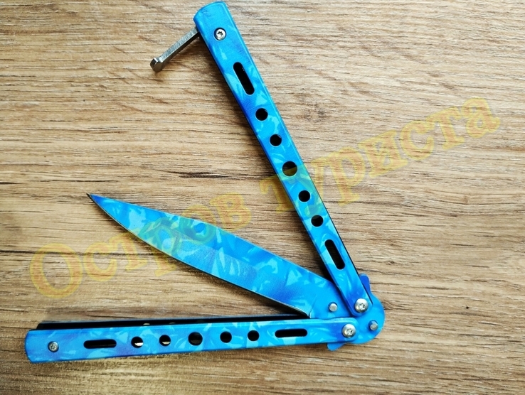Нож бабочка складной нож балисонг Blue Camo, photo number 5