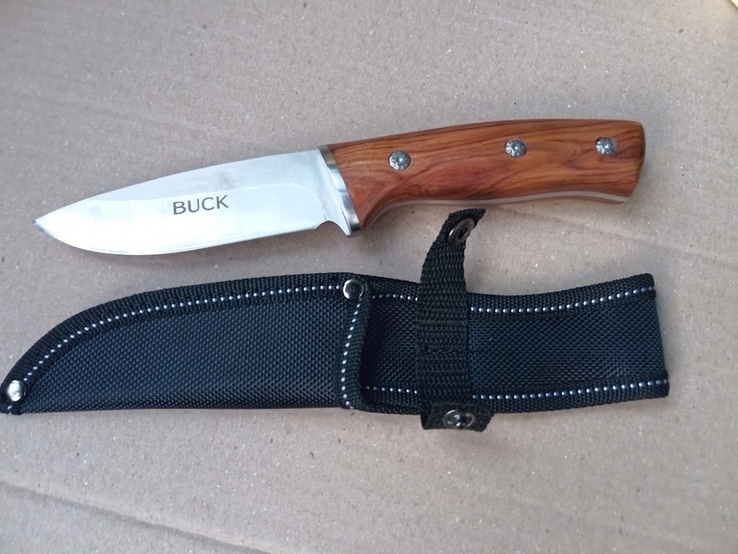 Нож тактический охотничий buck selkirk деревянная рукоять с чехлом, numer zdjęcia 2