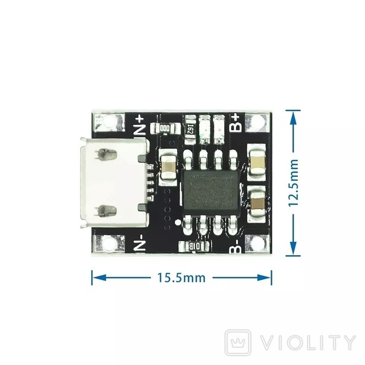 Плата заряду для літієвих батарей 4.2 V, 1А мікро USB., фото №4