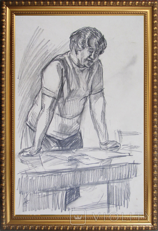 Соцреализм. Учительница, карандаш. Рисунок с натуры, 1970-е, фото №2