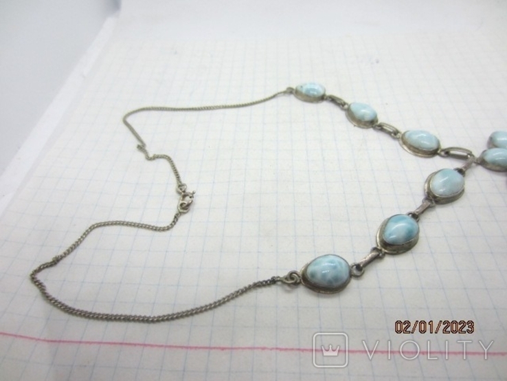 Necklace, Silver 925, Natural Aquamarine Vintage, photo number 7