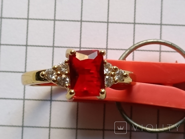 Ring with ruby stone, costume jewelry, photo number 6