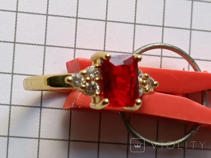 Ring with ruby stone, costume jewelry, photo number 7