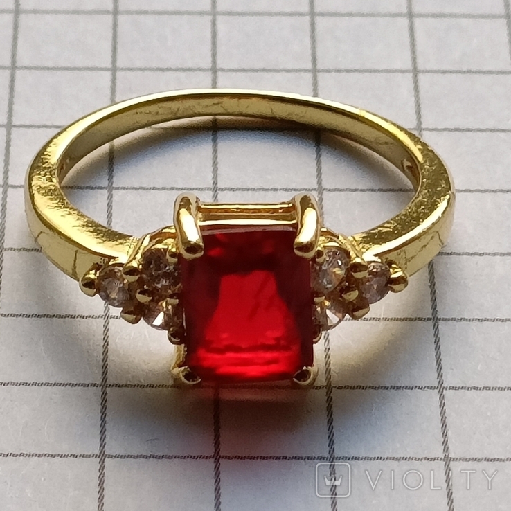 Ring with ruby stone, costume jewelry, photo number 9