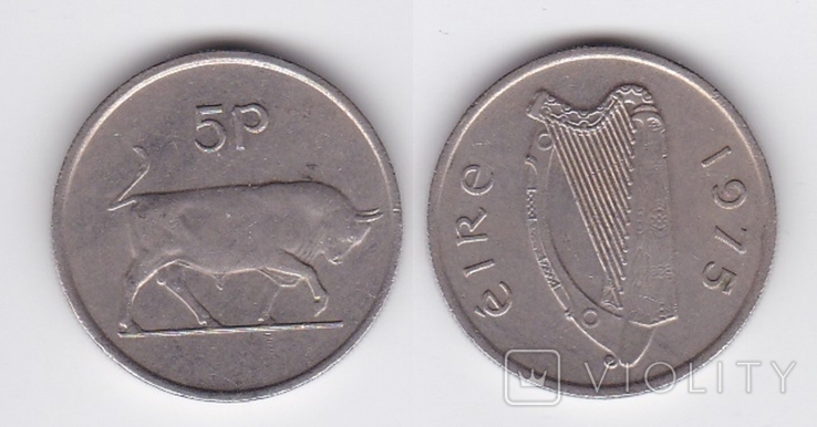 Ireland Ирландия - 5 Pence 1975