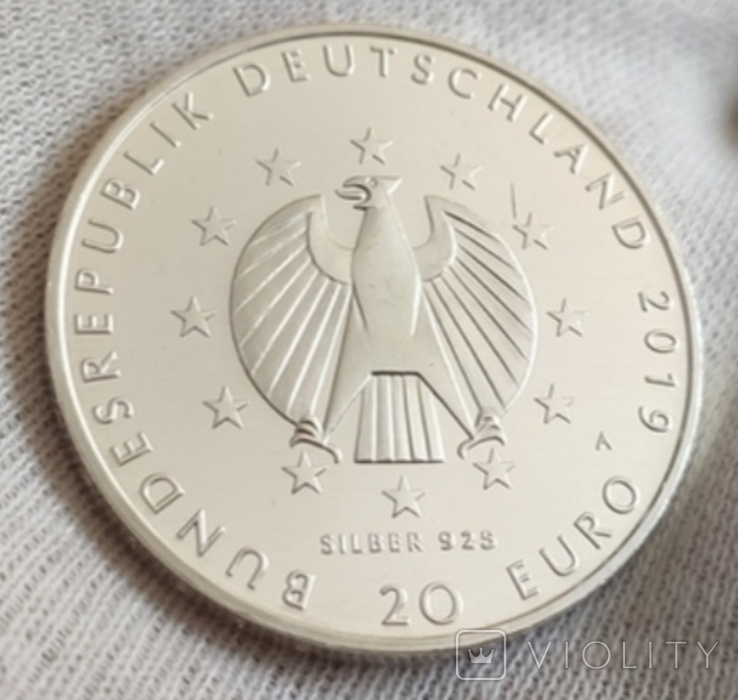 Серебро.20 евро.100 лет Конституции Веймарской республики., фото №4
