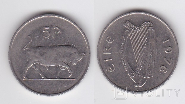 Ireland Ирландия - 5 Pence 1976