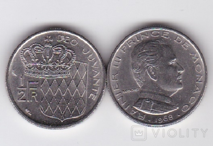 Monaco Монако - 1/2 Franc 1968