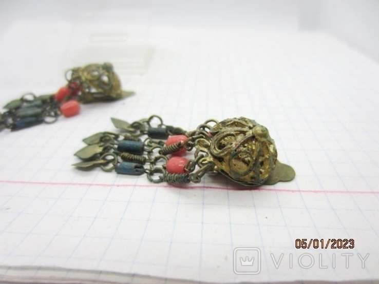 Vintage filigree earrings with corals, photo number 5