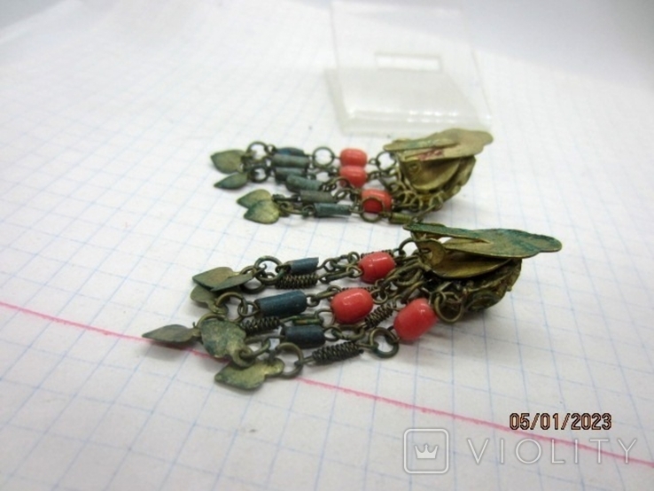 Vintage filigree earrings with corals, photo number 6